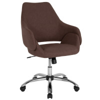 Flash Furniture CH-177280-BR-F-GG Madrid Home and Office Upholstered Mid-Back Chair in Brown Fabric 
